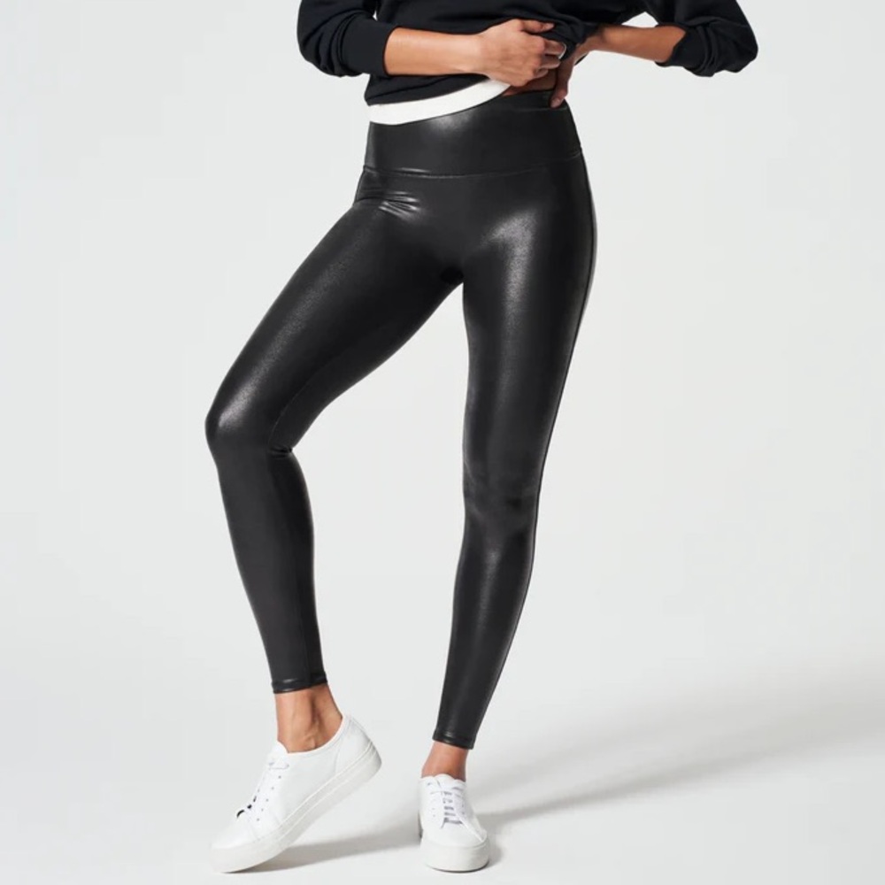 Spanx Faux Leather Leggings Black Size Extra Small Petite